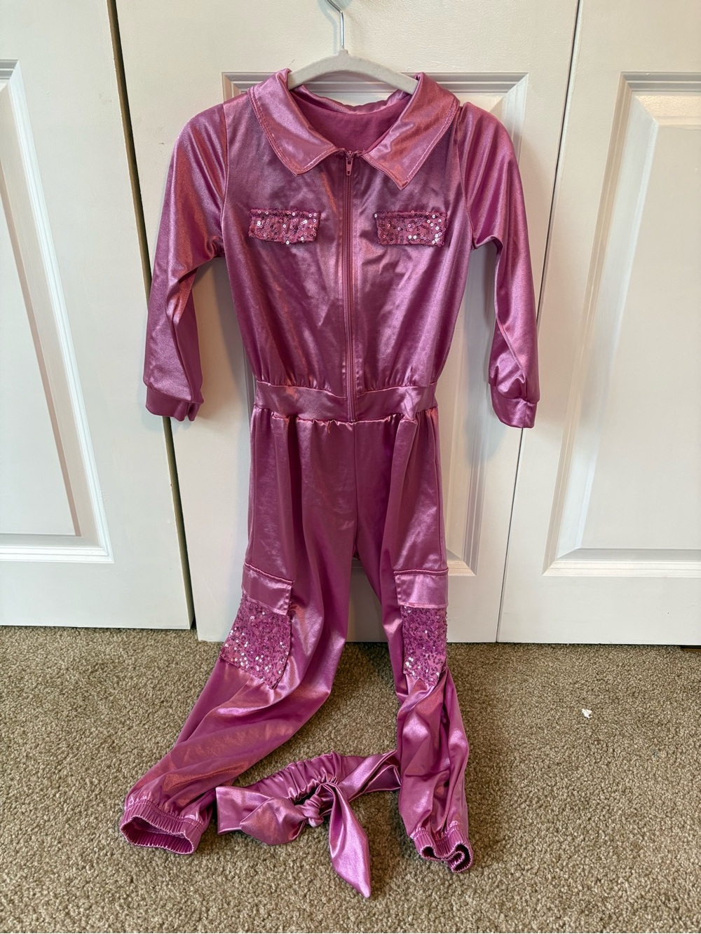 Weissman Shiny Pink Sequin Jumpsuit Costume